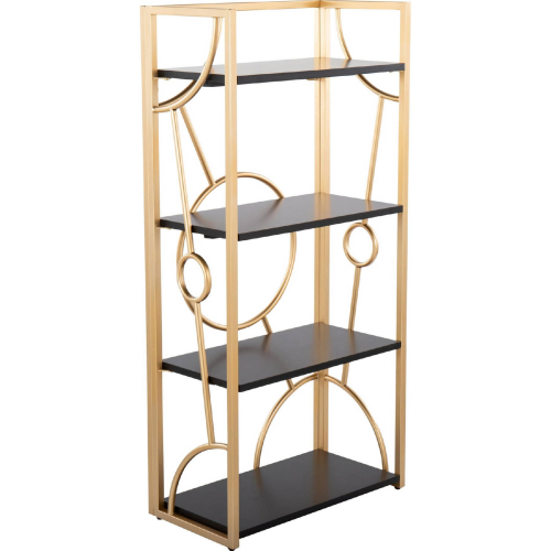 Constellation Bookcase in Gold & Black Wood